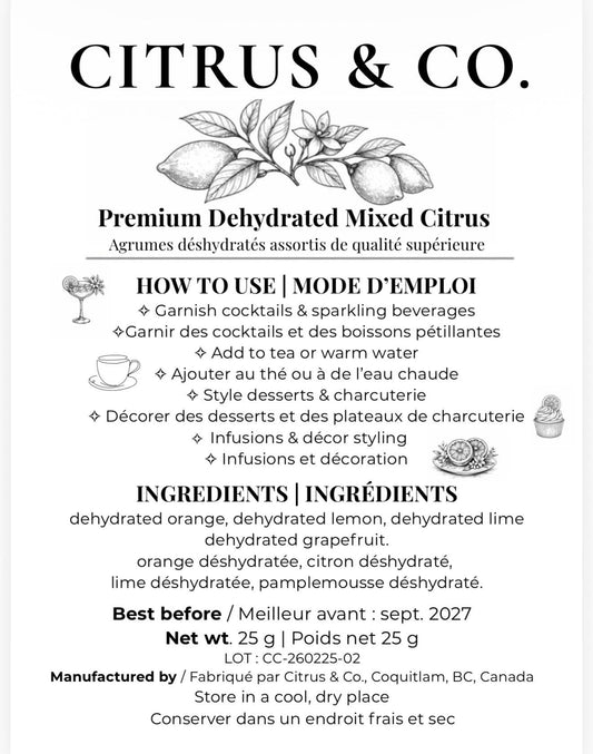 Citrus + Co - Luxury Dehydrated Mix Citrus Garnish: 25g Citrus + Floral Blend