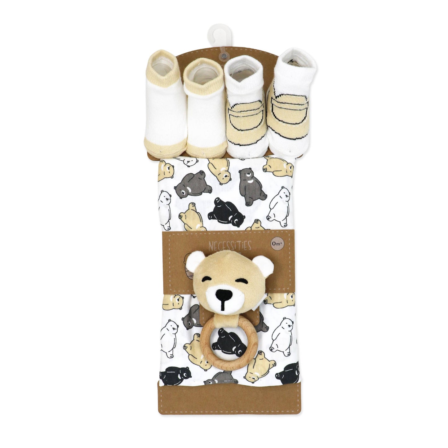 Rose Textiles - 4pc Knit Swaddle Set: Tan Jungle