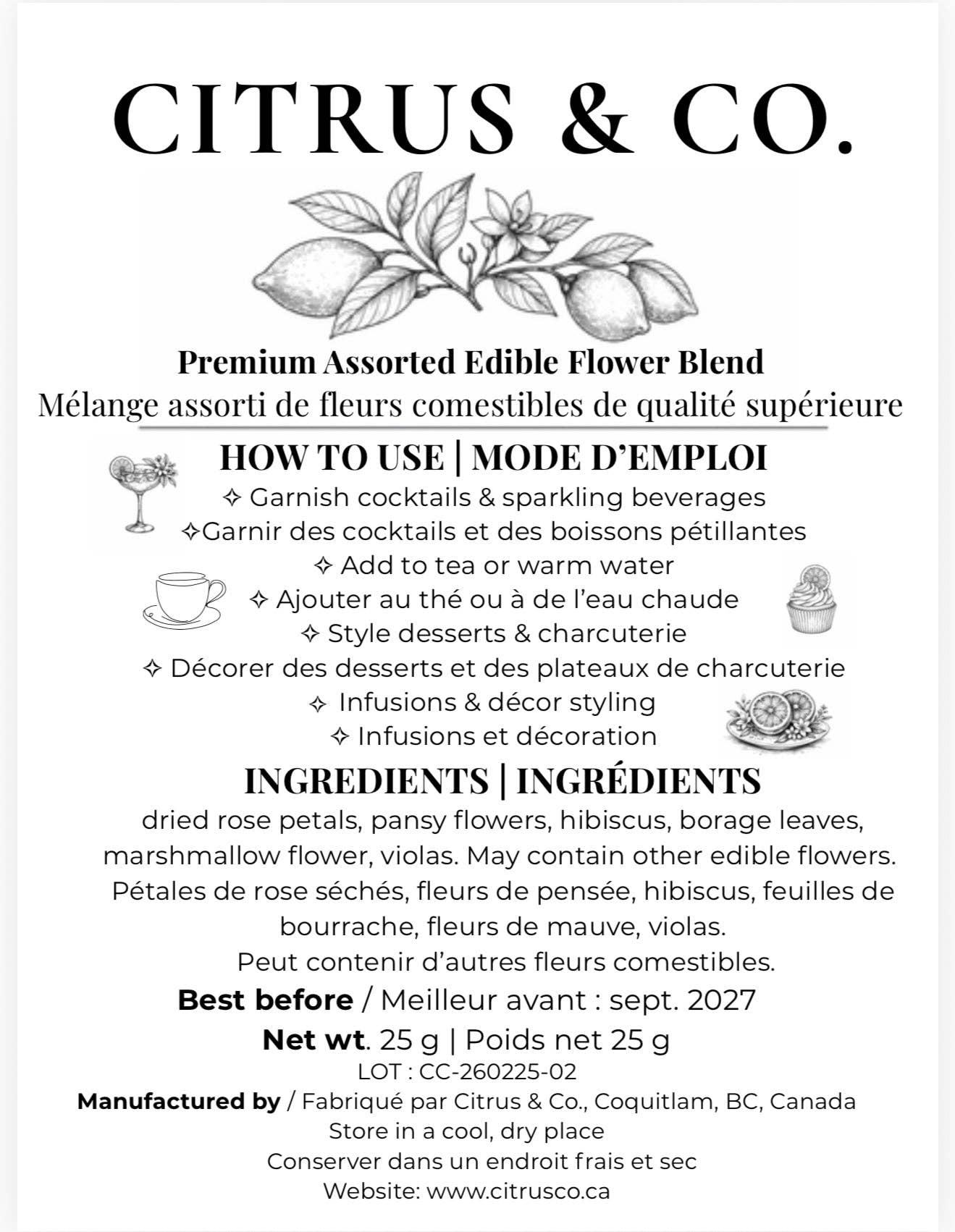 Citrus + Co - Assorted Edible Flower Blends: Small 25g