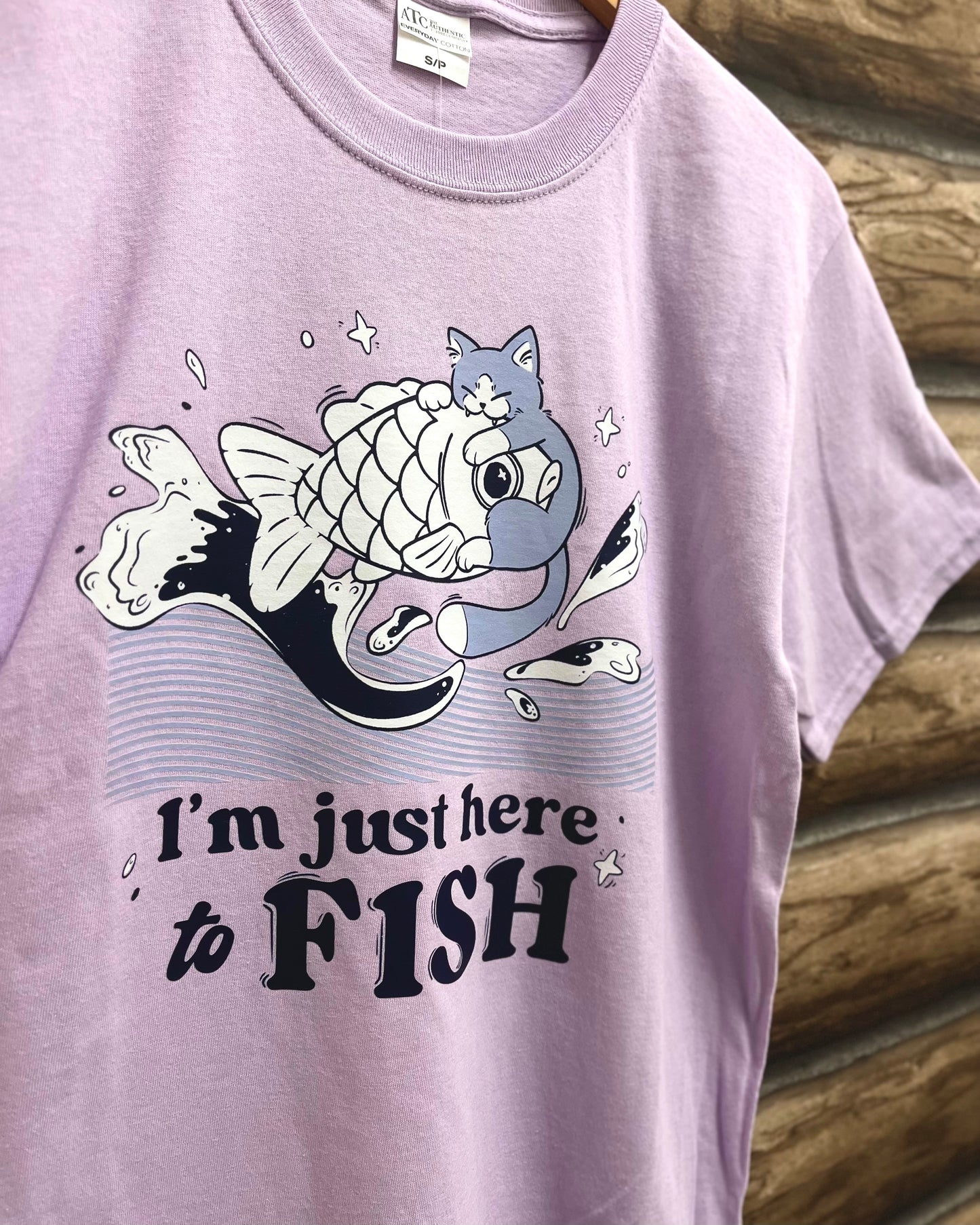 just here to Fish - Cat T-Shirt