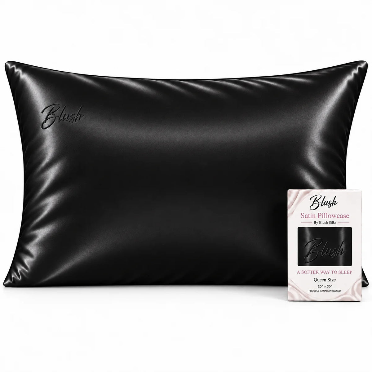 Black Satin Pillowcase - Queen