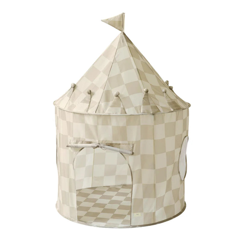Beige Checkerboard - Recycled Fabric Play Tent Castle