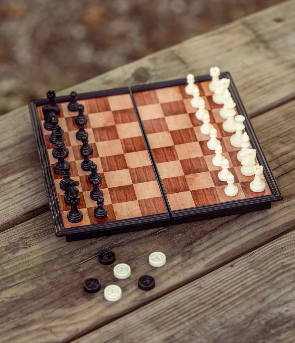 King Of The Hill Magnetic Travel Chess And Checkers Set