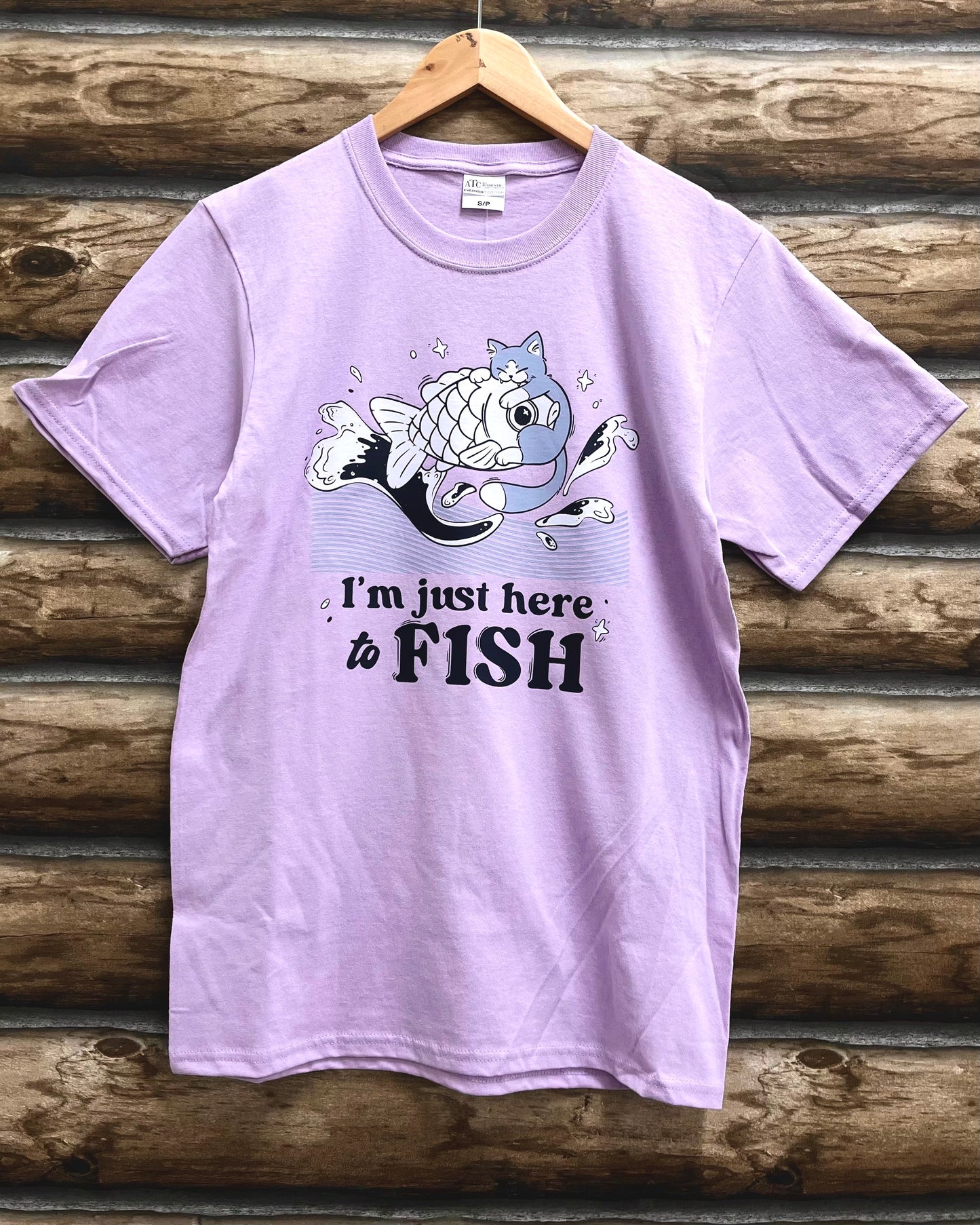 just here to Fish - Cat T-Shirt
