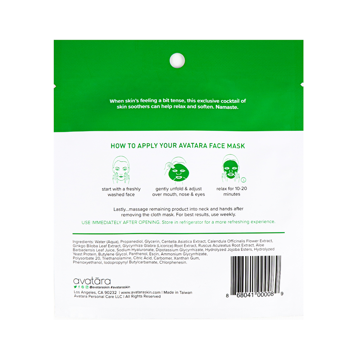 Chill Out Sheet Mask Calming Aloe Face Mask