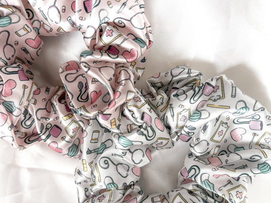 Satin Healthcare Scrunchies: Blush