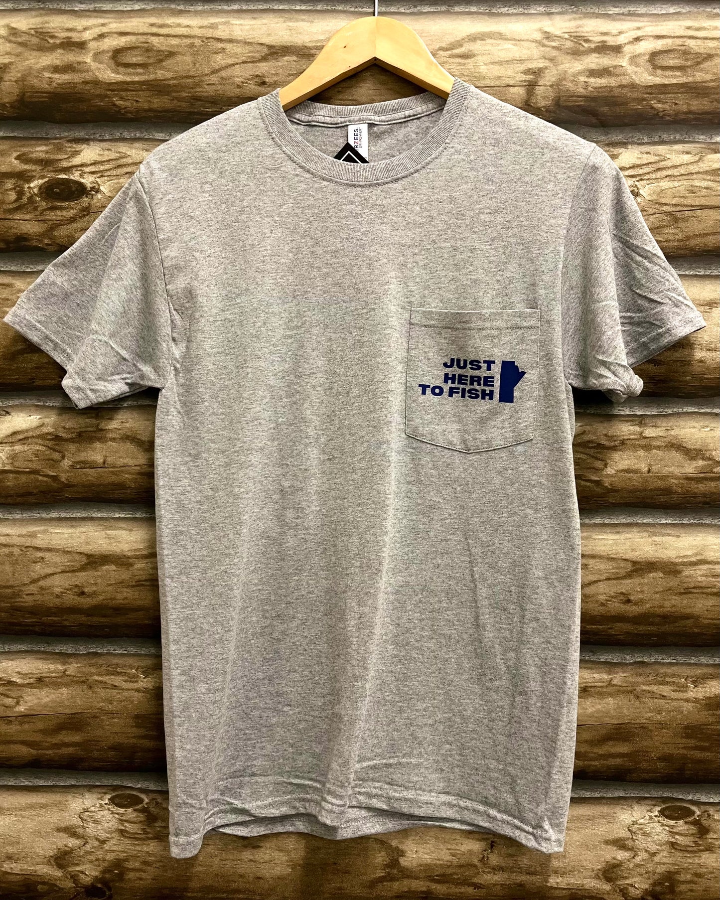 Just Here To Fish - Grey Pocket Shirt