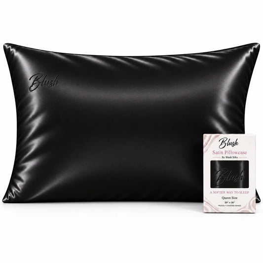 Black Satin Pillowcase - Queen