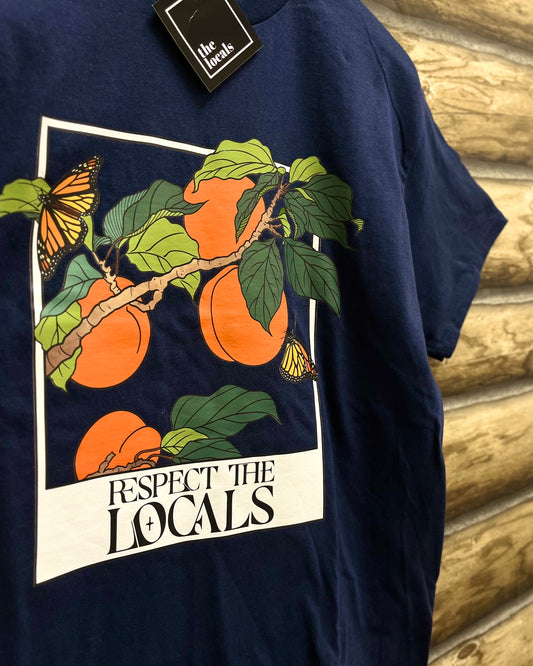 Respect the Locals Peaches T-Shirt  (Navy Blue)