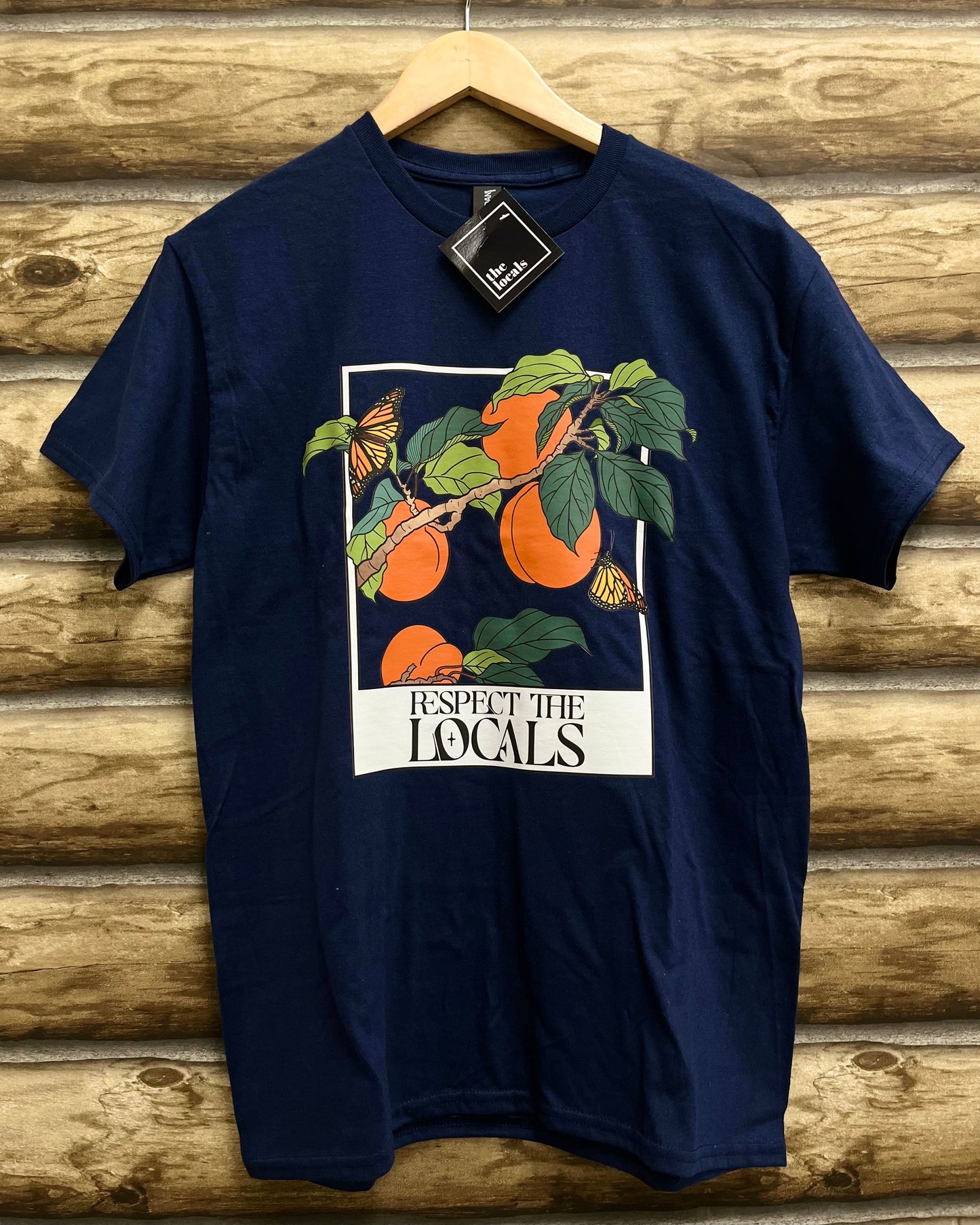 Respect the Locals Peaches T-Shirt  (Navy Blue)