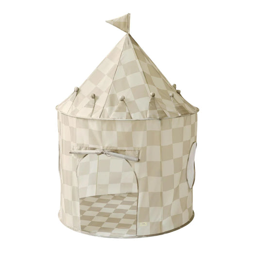 Beige Checkerboard - Recycled Fabric Play Tent Castle