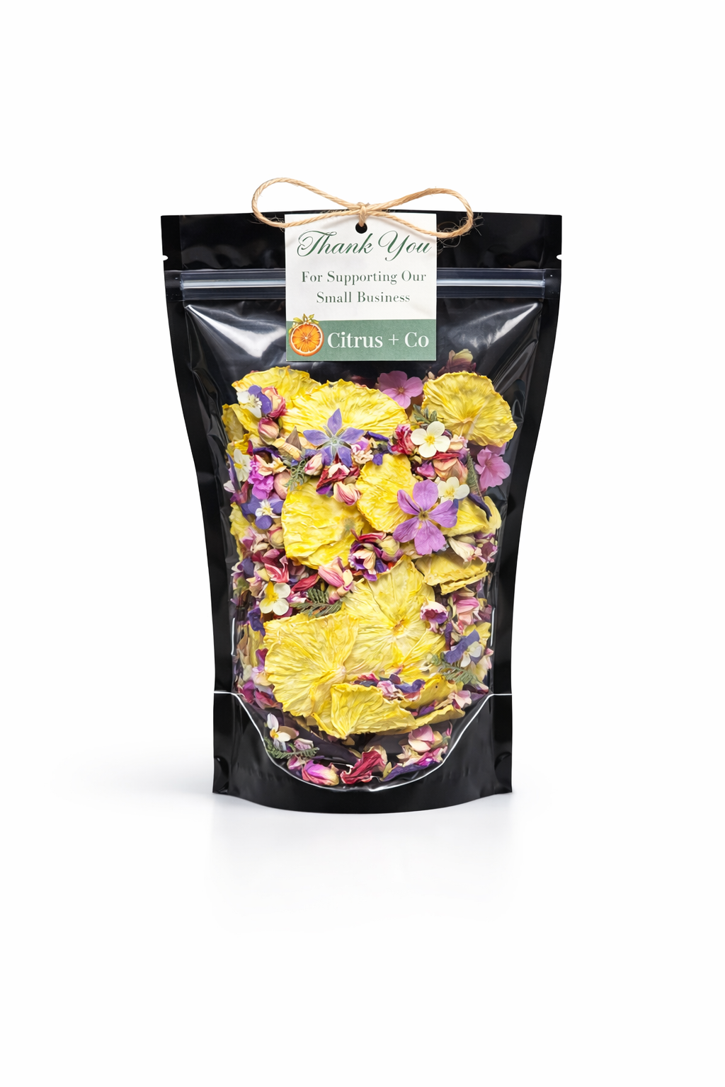 Citrus + Co - Luxury Dehydrated Pineapple Garnish with Edible Flowers: Small 25g