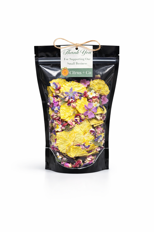 Citrus + Co - Luxury Dehydrated Pineapple Garnish with Edible Flowers: Small 25g