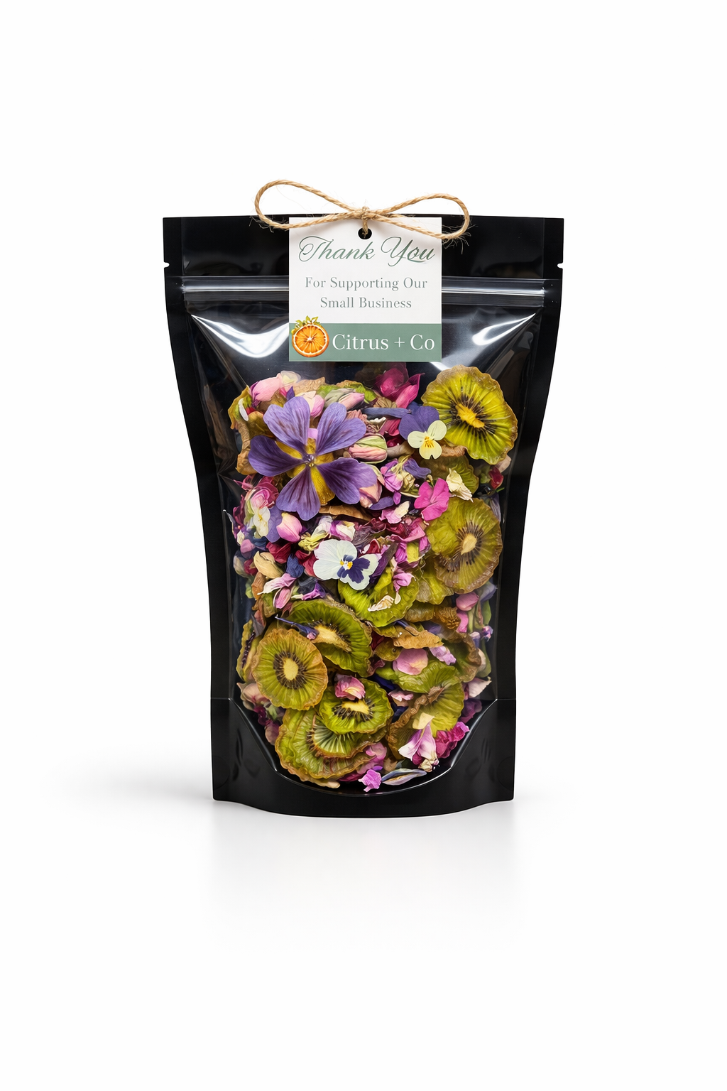 Citrus + Co - Luxury Dehydrated Kiwi Garnish with Edible Flowers: Starter kit 25g