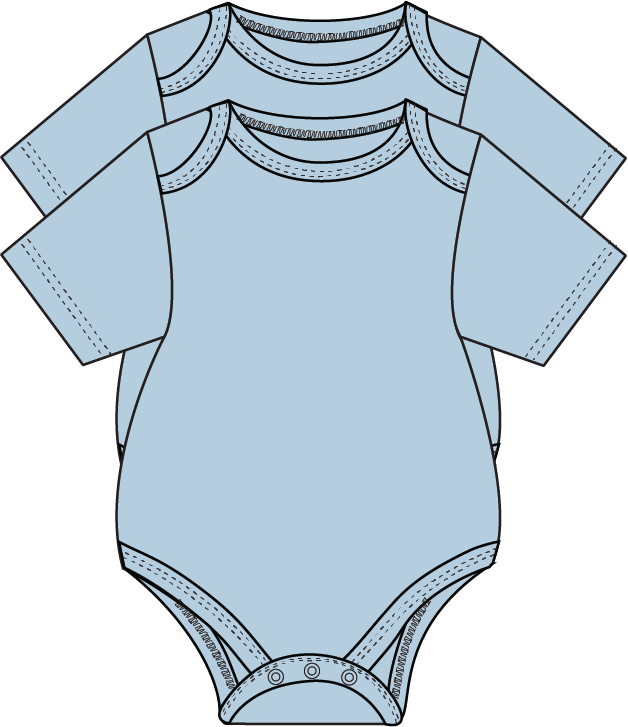 Rose Textiles - 2 Pack Solid Bodysuits: Blue / 6M