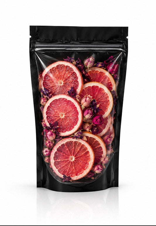 Citrus + Co - Luxury Dehydrated Grape Fruit  Garnish with Edible Flowers: Small - 25 grams (5 + pieces)