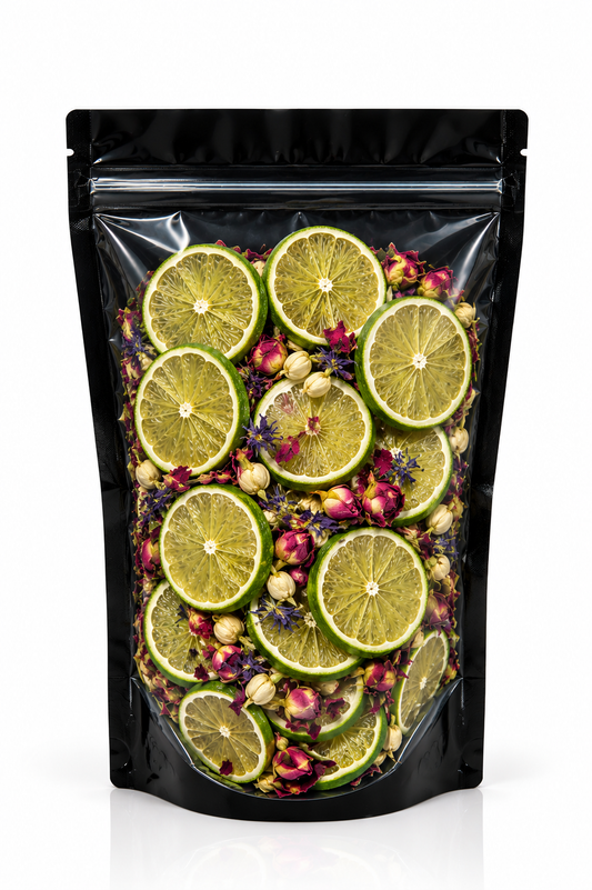 Citrus + Co - Luxury Dehydrated lime Garnish with Edible Flowers: Small - 25 grams (Approx 12 + pieces)