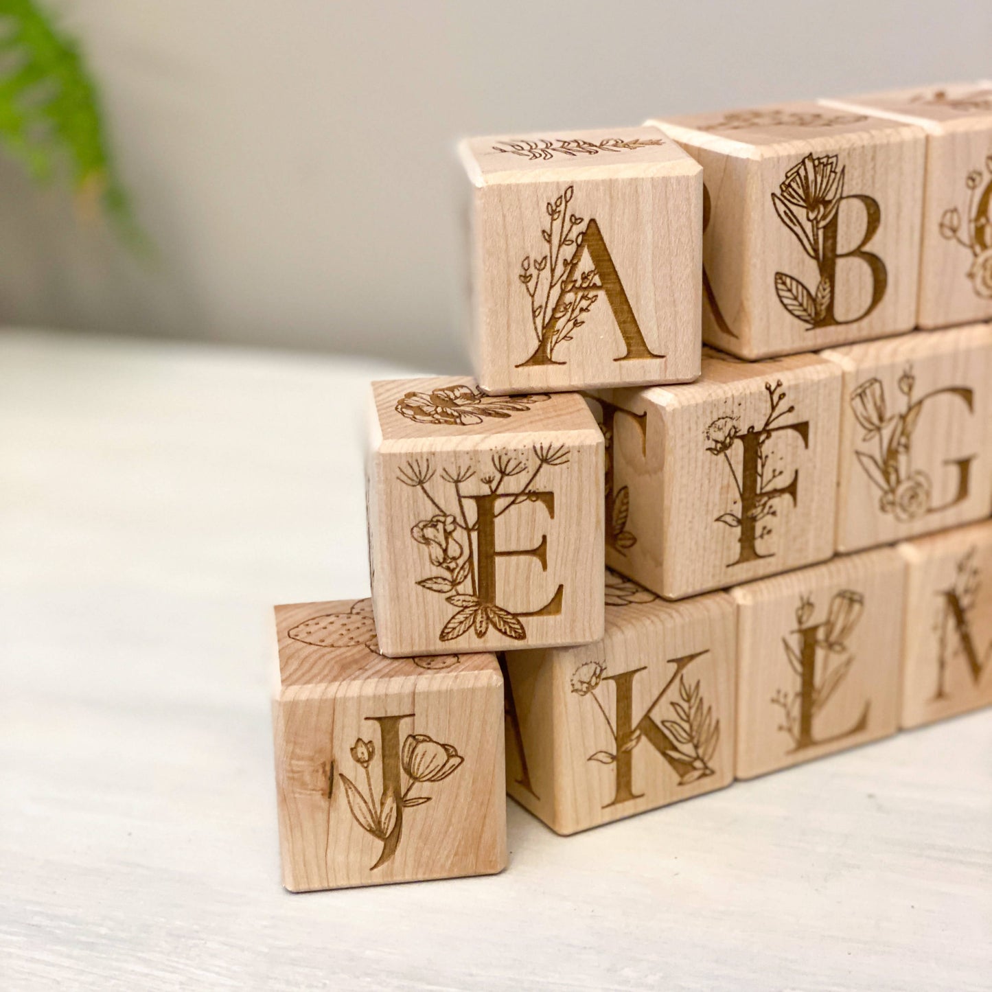 Floral Collection - Set of 15 Alphabet Blocks
